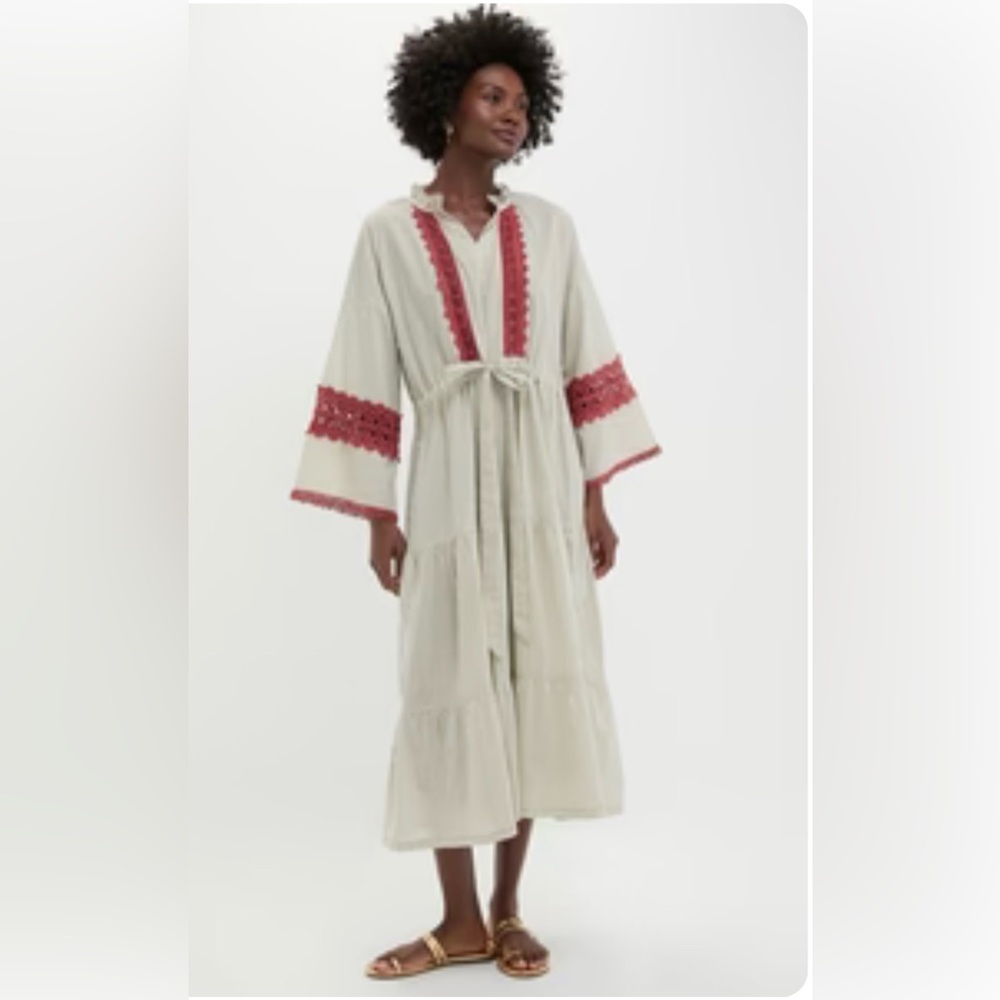 NWT Tuckernuck Chili Tan Stripe Cinched Waist Caftan